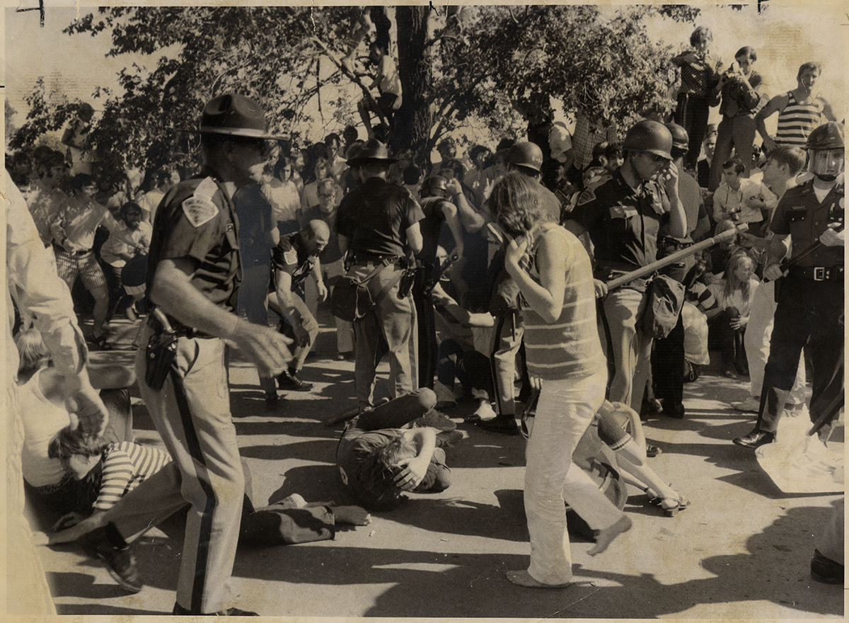Copy of fig 12.13 Troopers and students clashing at OU in response to Kent State murders 1970 copy