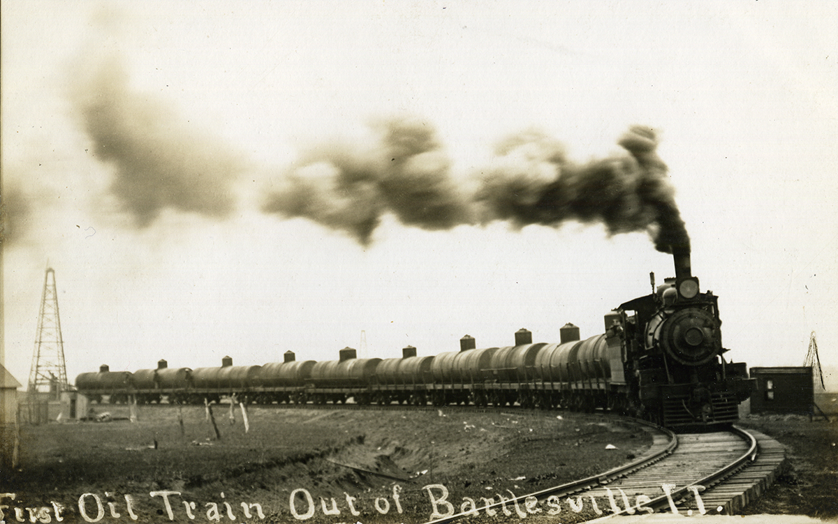 Copy of fig 7.11 The Atchison Topeka and Santa Fe Railway tank cars first carried oil from Bartlesville to a refinery in Kansas beginning in 1897 OHS copy