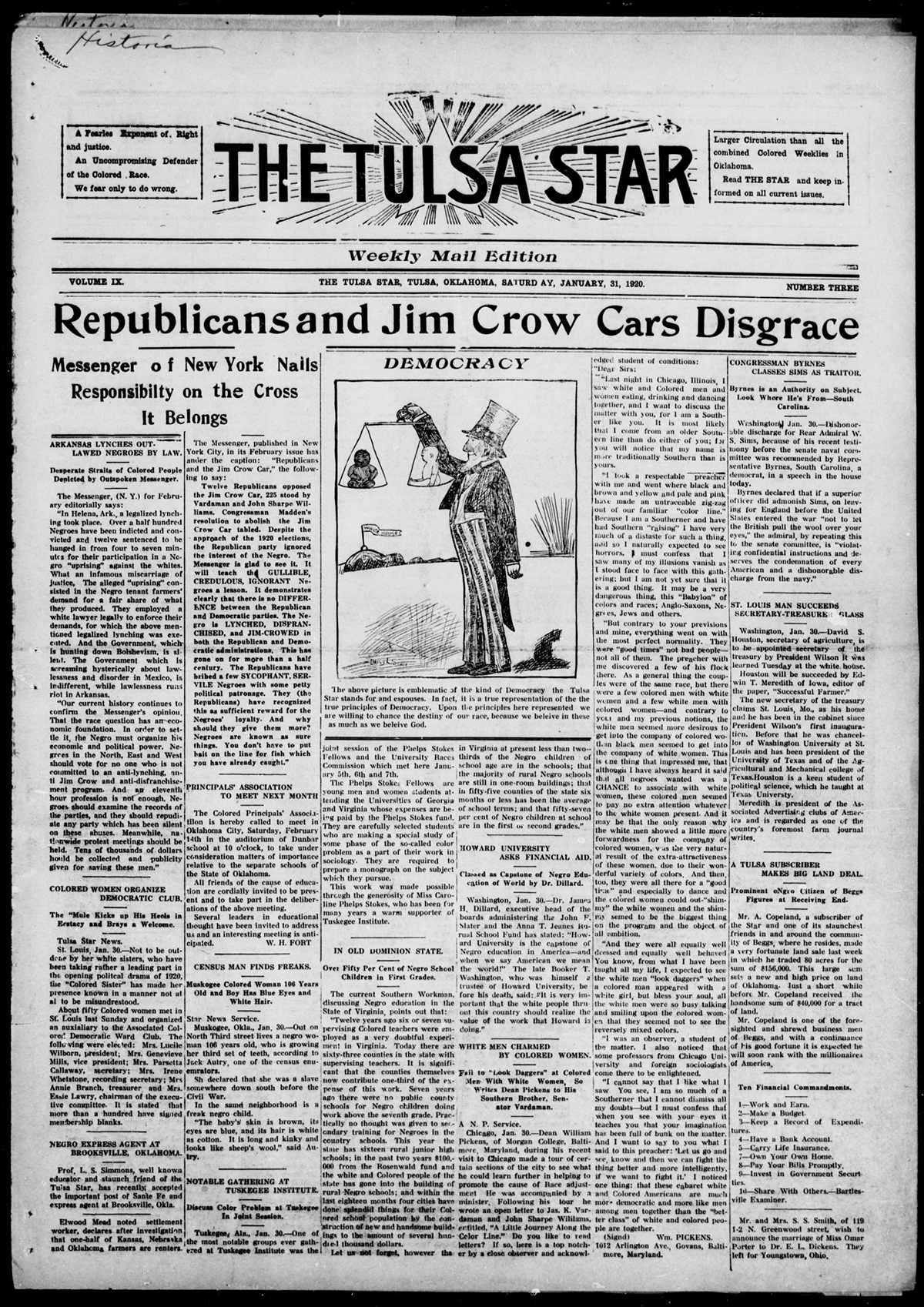 Copy of fig 7.7 Tulsa Star headline from January 31 1920 OHS copy